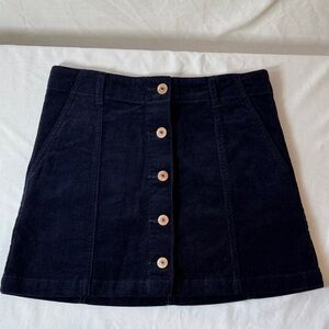 Forever 21 Navy Button-Up Corduroy Mini Skirt. M.